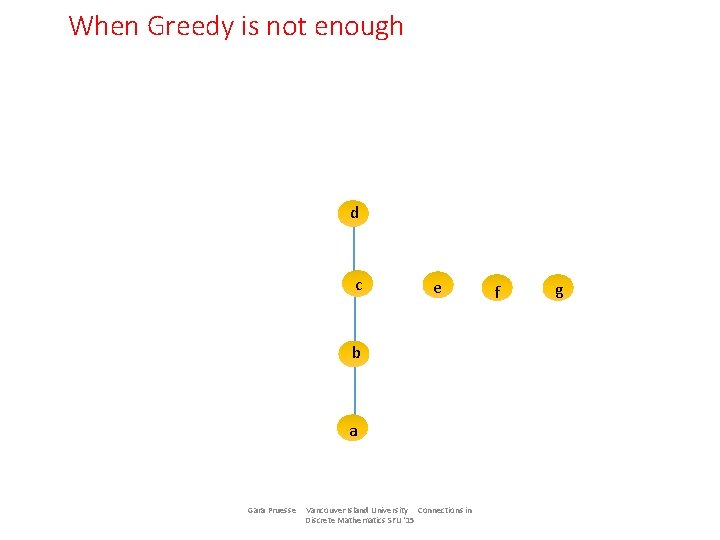When Greedy is not enough d c e b ba Gara Pruesse Vancouver Island