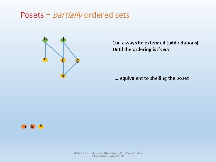 Posets = partially ordered sets h i e f Can always be extended (add