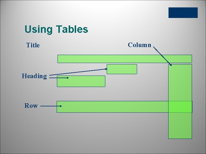 3 of 10 Using Tables Title Heading Row Column 