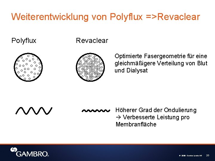 Weiterentwicklung von Polyflux =>Revaclear Polyflux Revaclear Optimierte Fasergeometrie für eine gleichmäßigere Verteilung von Blut