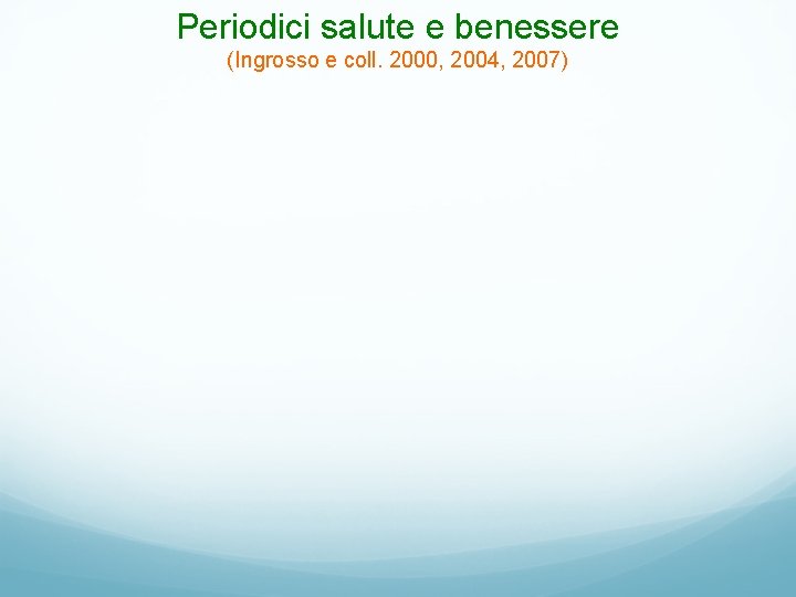 Periodici salute e benessere (Ingrosso e coll. 2000, 2004, 2007) 