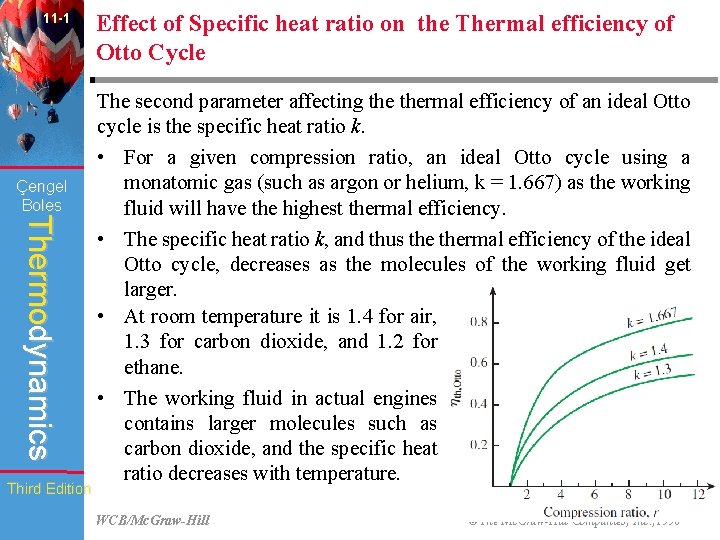 11 -1 Çengel Boles Thermodynamics Third Edition Effect of Specific heat ratio on the