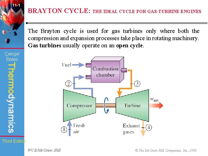 11 -1 BRAYTON CYCLE: THE IDEAL CYCLE FOR GAS-TURBINE ENGINES The Brayton cycle is