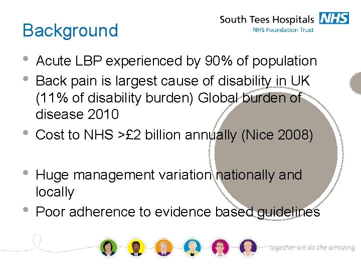 Background • • • Acute LBP experienced by 90% of population Back pain is