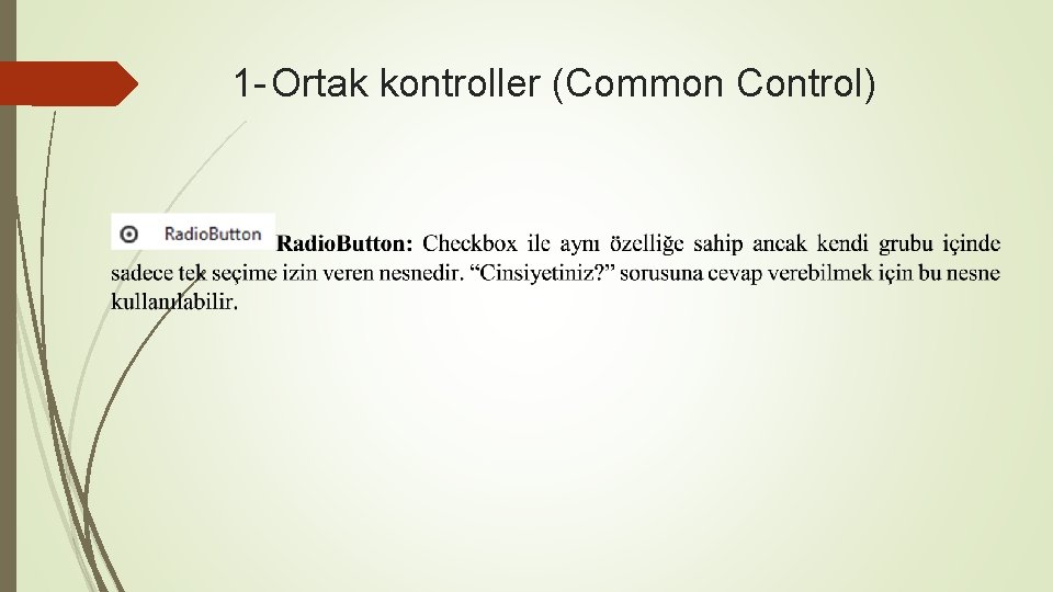 1 - Ortak kontroller (Common Control) 