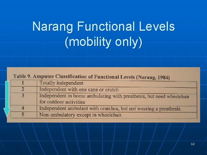 Narang Functional Levels (mobility only) 12 