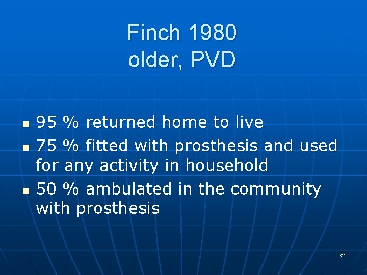 Finch 1980 older, PVD n n n 95 % returned home to live 75