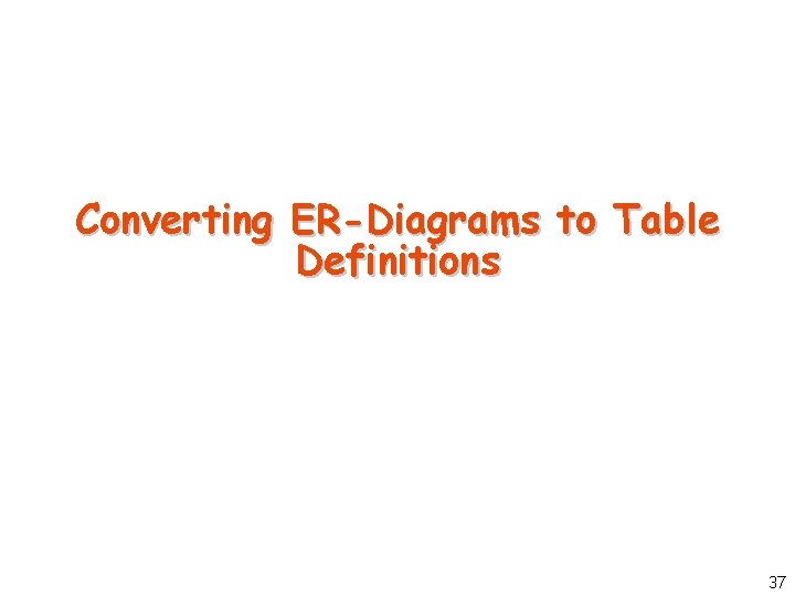 Converting ER-Diagrams to Table Definitions 37 Converting ER-Diagrams to Table Definitions 37