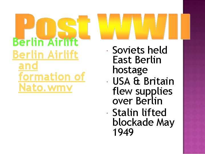 Berlin Airlift and formation of Nato. wmv Soviets held East Berlin hostage USA &
