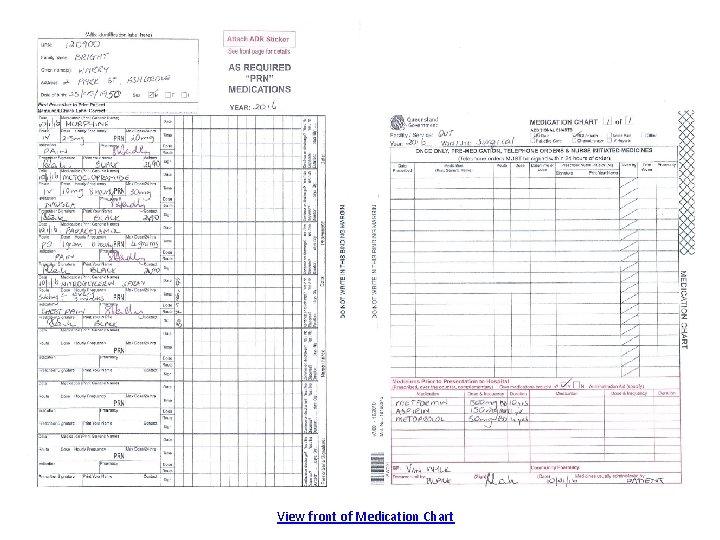 View front of Medication Chart 