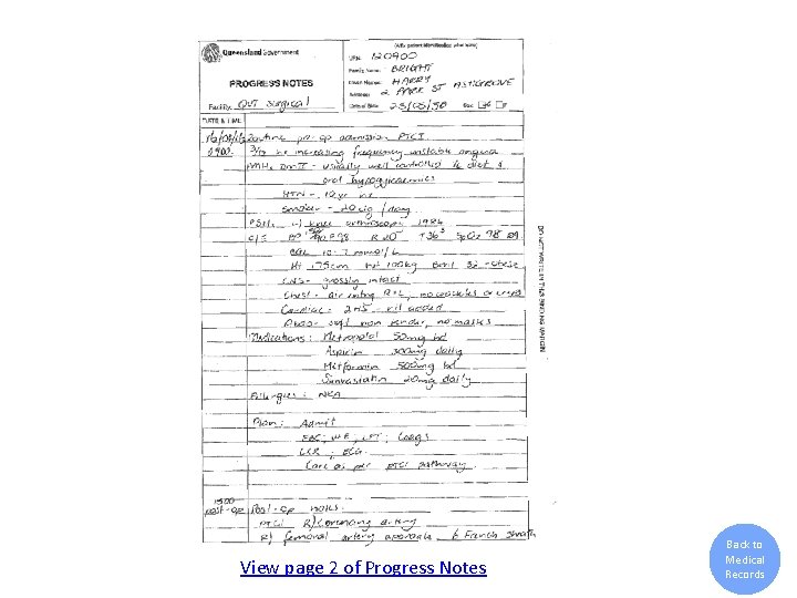 View page 2 of Progress Notes Back to Medical Records 