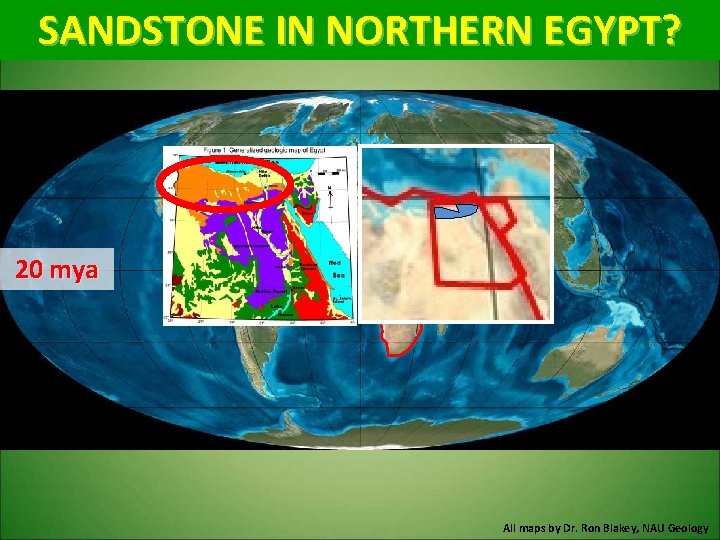 SANDSTONE IN NORTHERN EGYPT? 20 mya All maps by Dr. Ron Blakey, NAU Geology