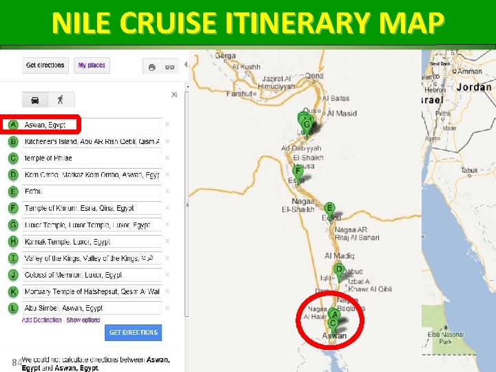 NILE CRUISE ITINERARY MAP 84 