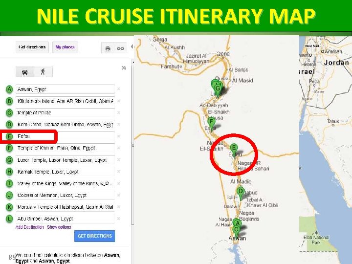 NILE CRUISE ITINERARY MAP 89 