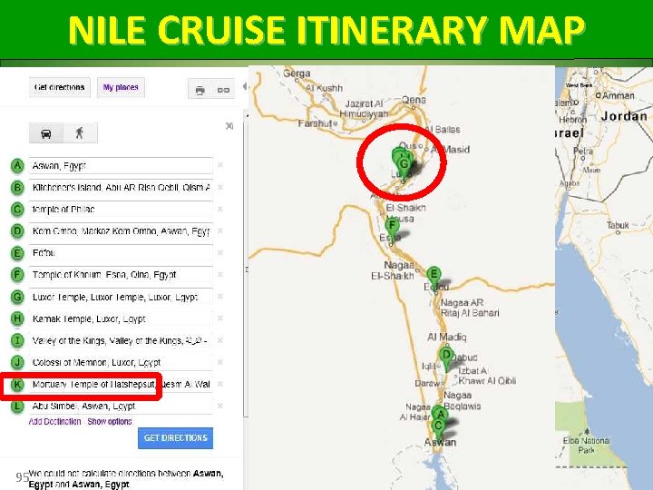 NILE CRUISE ITINERARY MAP 95 