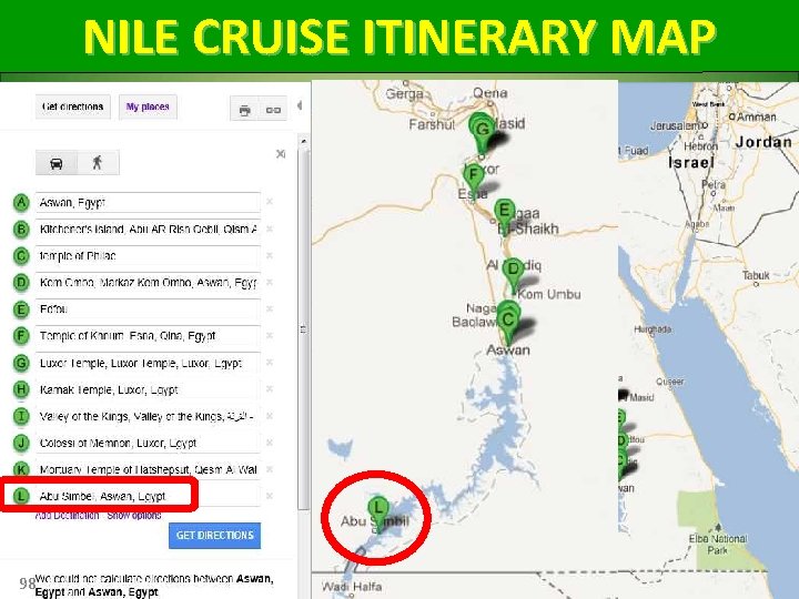 NILE CRUISE ITINERARY MAP 98 