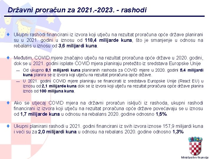 Državni proračun za 2021. -2023. - rashodi ¨ Ukupni rashodi financirani iz izvora koji