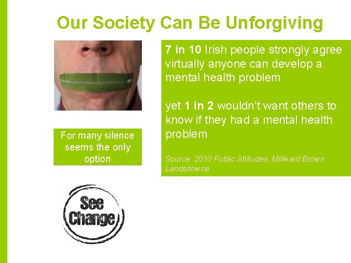 Our Society Can Be Unforgiving 7 in 10 Irish people strongly agree virtually anyone