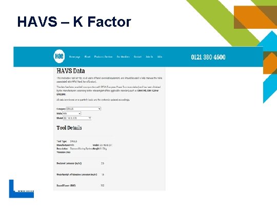 HAVS – K Factor HAVS – K Factor