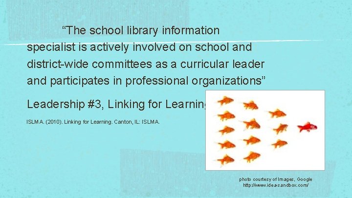 “The school library information specialist is actively involved on school and district-wide committees as