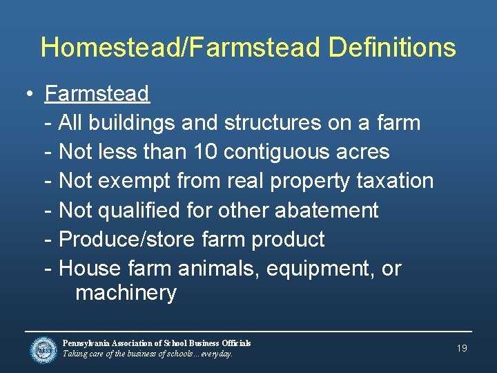 Homestead/Farmstead Definitions • Farmstead - All buildings and structures on a farm - Not