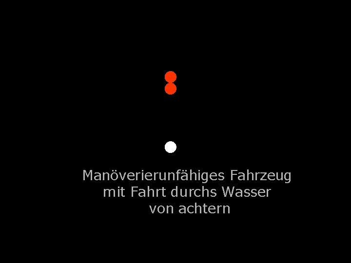 . . Manöverierunfähiges Fahrzeug mit Fahrt durchs Wasser von achtern 