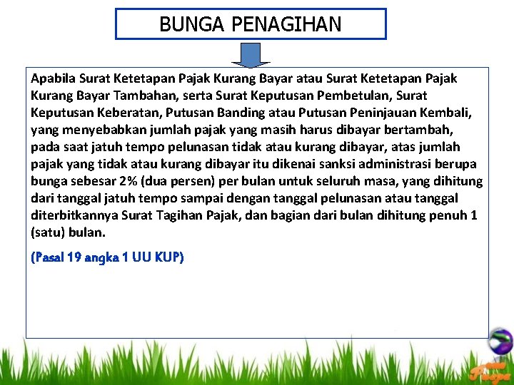 BUNGA PENAGIHAN Apabila Surat Ketetapan Pajak Kurang Bayar atau Surat Ketetapan Pajak Kurang Bayar