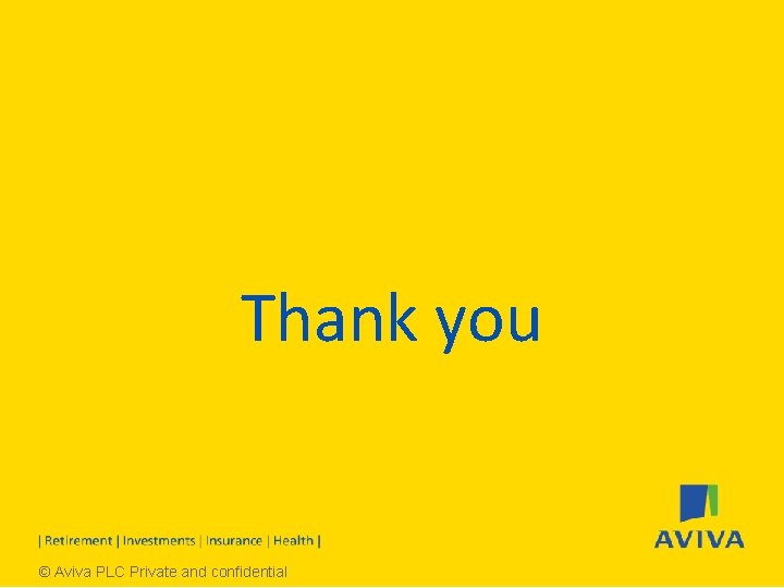 Thank you © Aviva PLC Private and confidential Aviva: Public 
