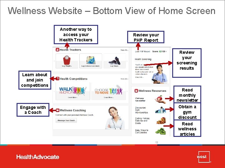 Wellness Website – Bottom View of Home Screen Another way to access your Health