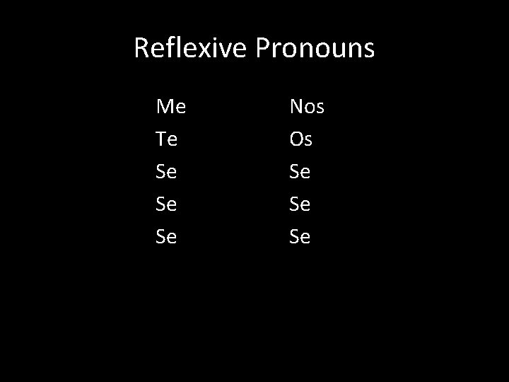 Reflexive Pronouns Me Te Se Se Se Nos Os Se Se Se 