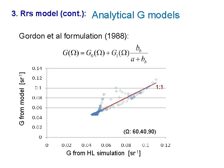 3. Rrs model (cont. ): Analytical G models G from model [sr-1] Gordon et