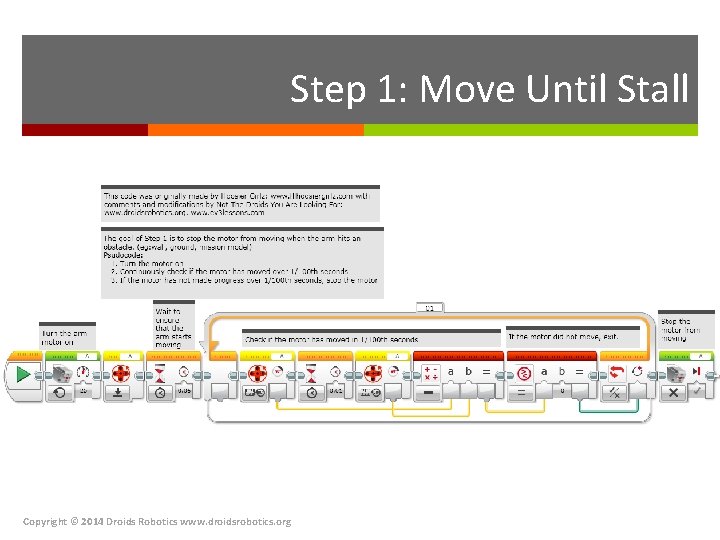 Step 1: Move Until Stall Copyright © 2014 Droids Robotics www. droidsrobotics. org 