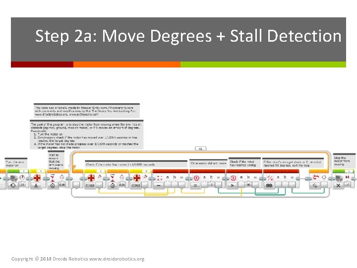 Step 2 a: Move Degrees + Stall Detection Copyright © 2014 Droids Robotics www.