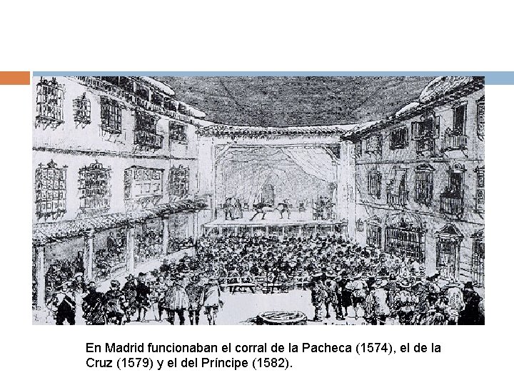 En Madrid funcionaban el corral de la Pacheca (1574), el de la Cruz (1579)