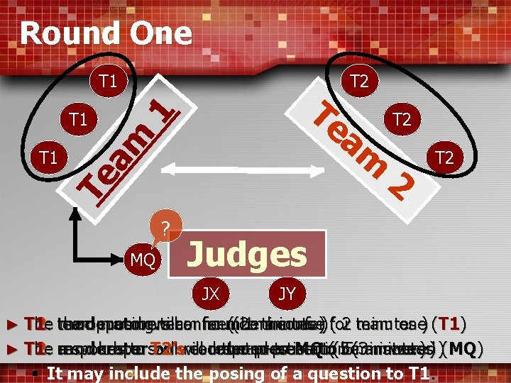 Round One T 1 1 am Te T 1 Te am T 1 ?