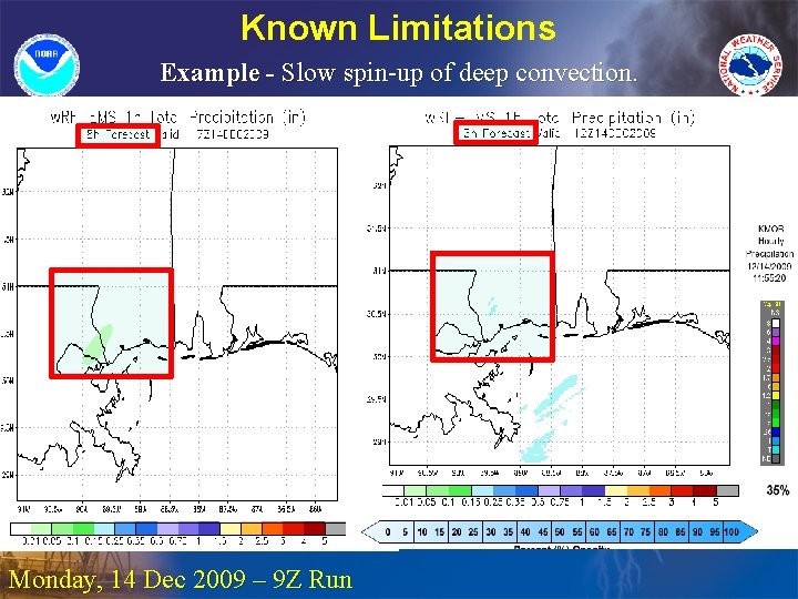 Known Limitations Example - Slow spin-up of deep convection. Monday, 14 Dec 2009 –