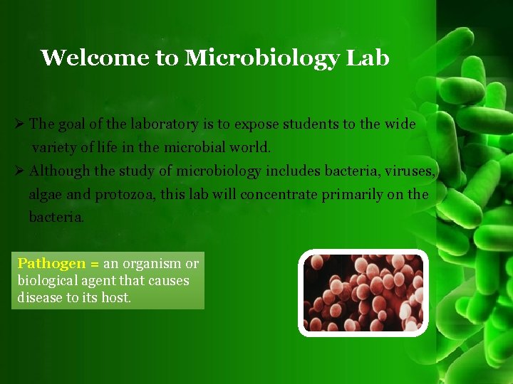 LAB 1 Introduction to Medical Microbiology laboratory General