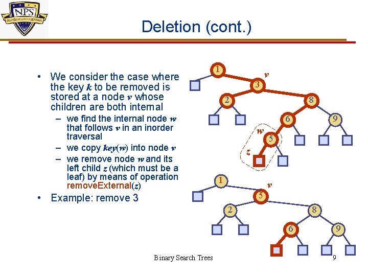 Deletion (cont. ) • We consider the case where the key k to be