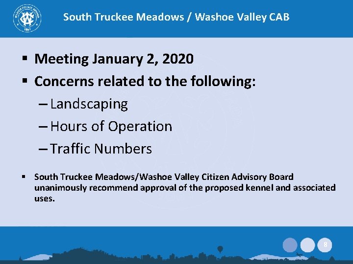 South Truckee Meadows / Washoe Valley CAB § Meeting January 2, 2020 § Concerns