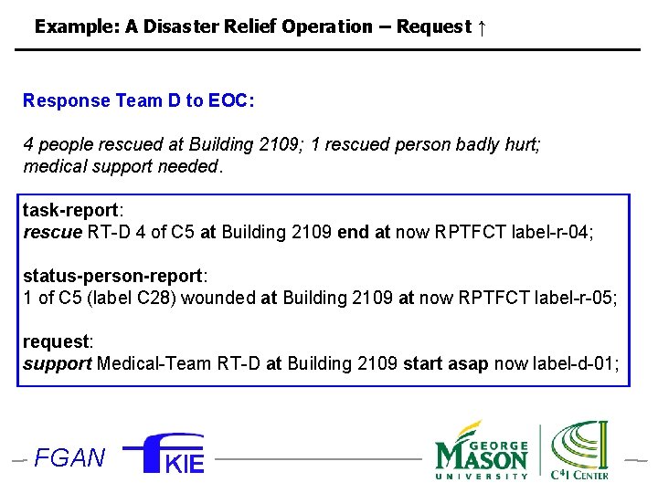 Example: A Disaster Relief Operation – Request ↑ Response Team D to EOC: 4