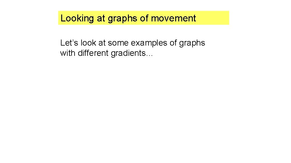 Looking at graphs of movement Let’s look at some examples of graphs with different