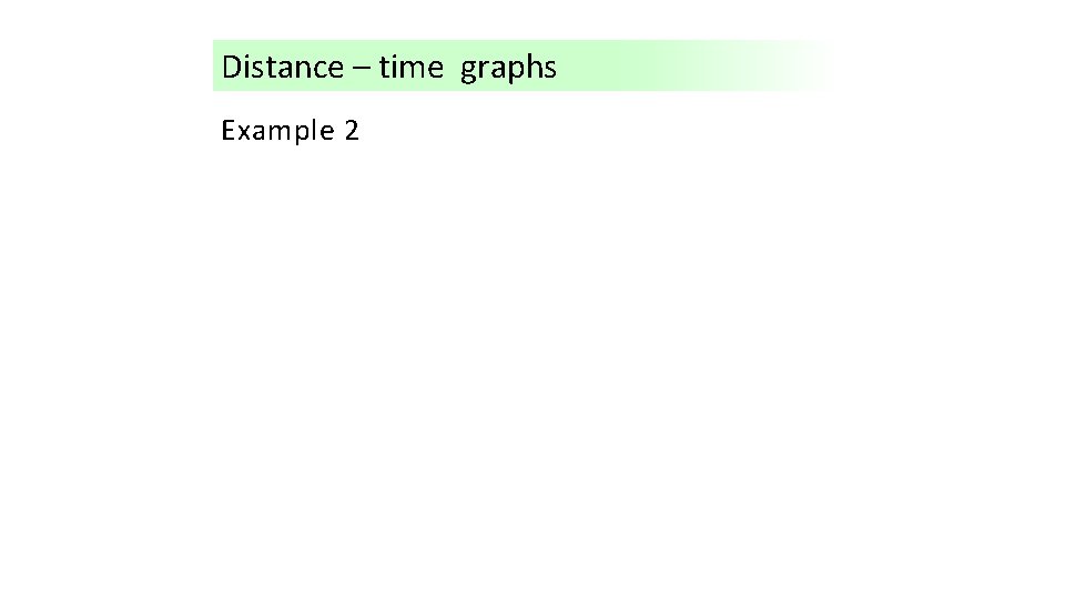 Distance – time graphs Example 2 