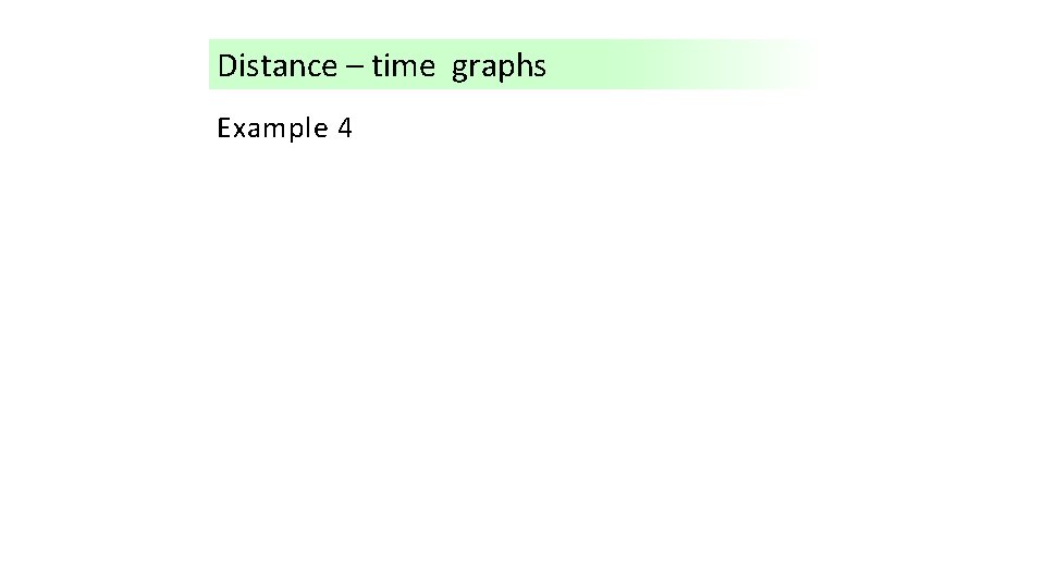 Distance – time graphs Example 4 