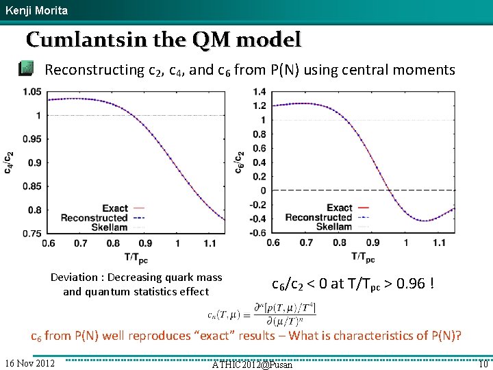 Kenji Morita Cumlantsin the QM model Reconstructing c 2, c 4, and c 6