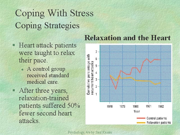 Coping With Stress Coping Strategies § Heart attack patients were taught to relax their