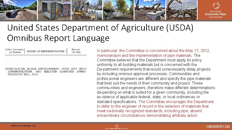 United States Department of Agriculture (USDA) Omnibus Report Language In particular, the Committee is