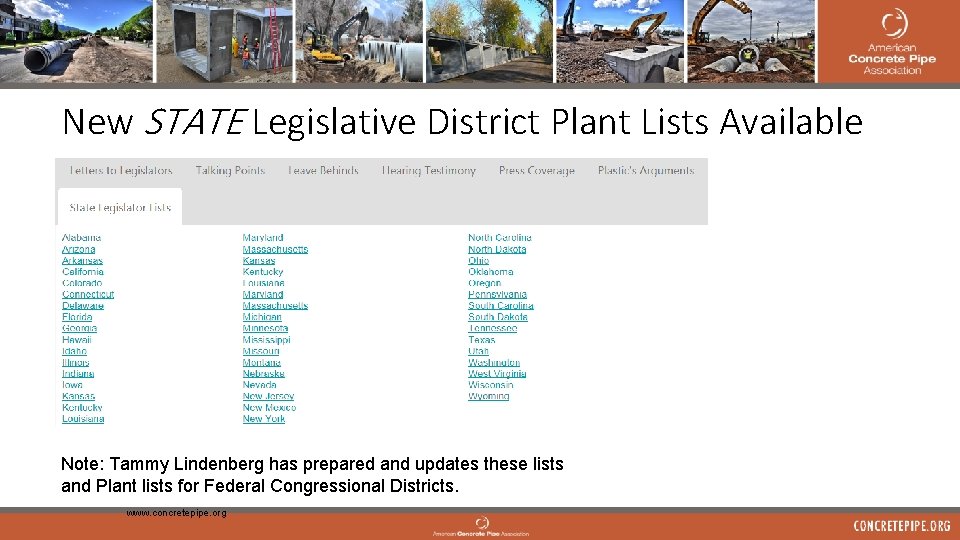 New STATE Legislative District Plant Lists Available Note: Tammy Lindenberg has prepared and updates