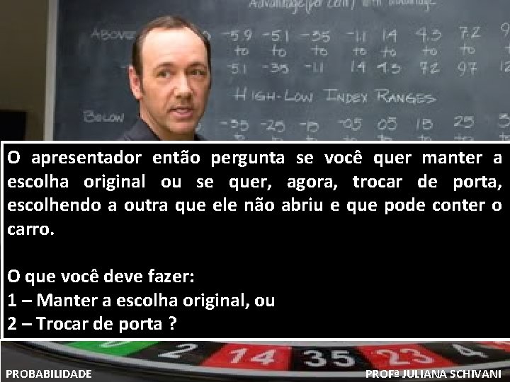 O apresentador então pergunta se você quer manter a escolha original ou se quer,