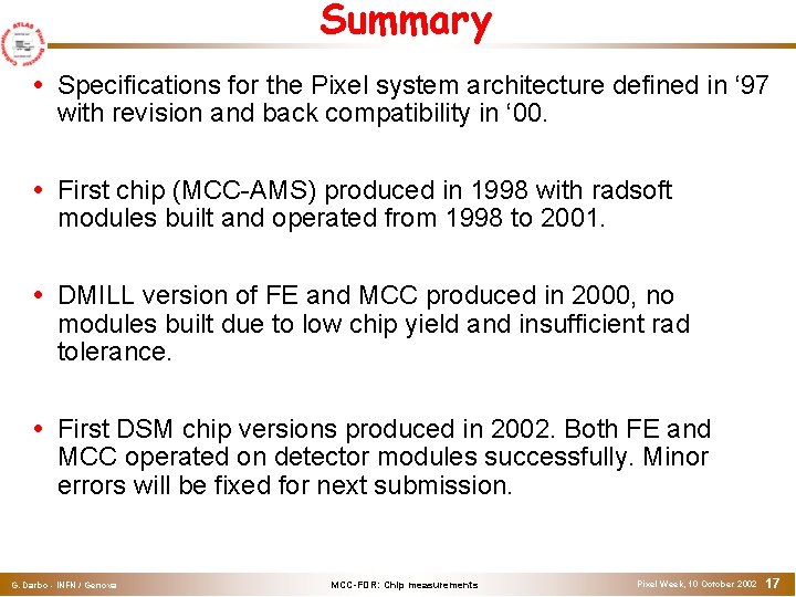 Summary Specifications for the Pixel system architecture defined in ‘ 97 with revision and Summary Specifications for the Pixel system architecture defined in ‘ 97 with revision and