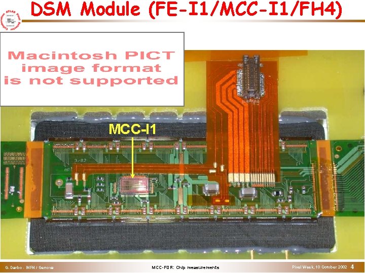 DSM Module (FE-I 1/MCC-I 1/FH 4) MCC-I 1 G. Darbo - INFN / Genova DSM Module (FE-I 1/MCC-I 1/FH 4) MCC-I 1 G. Darbo - INFN / Genova